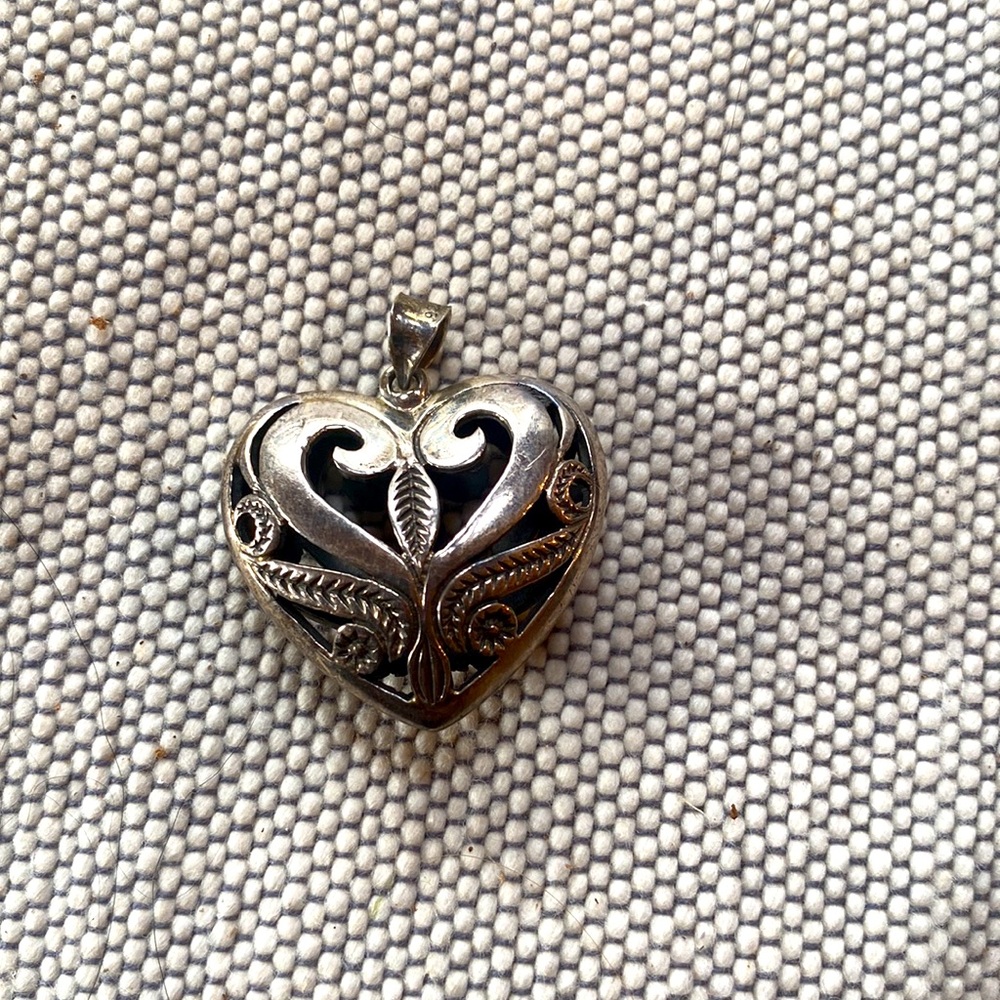Sterling Silver Three-Dimensional Heart Pendant - image 5